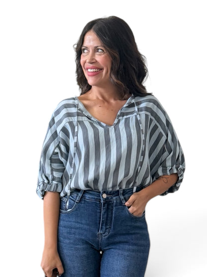 Blusa rayas azul