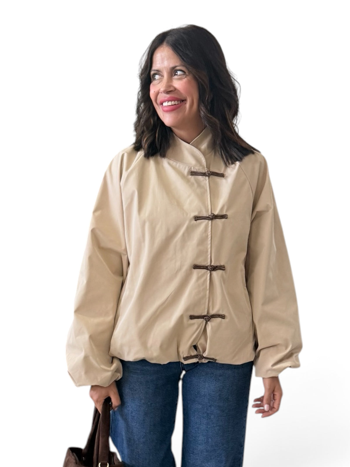 Chaqueta gabardina chinesse beige