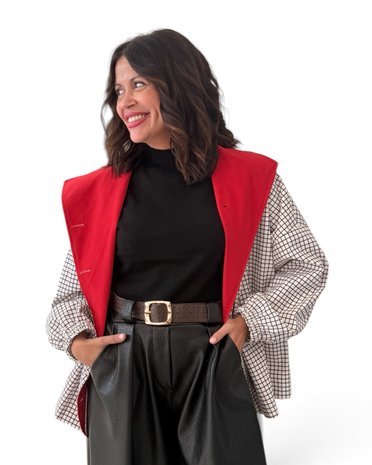 Chaqueta cuadros roja