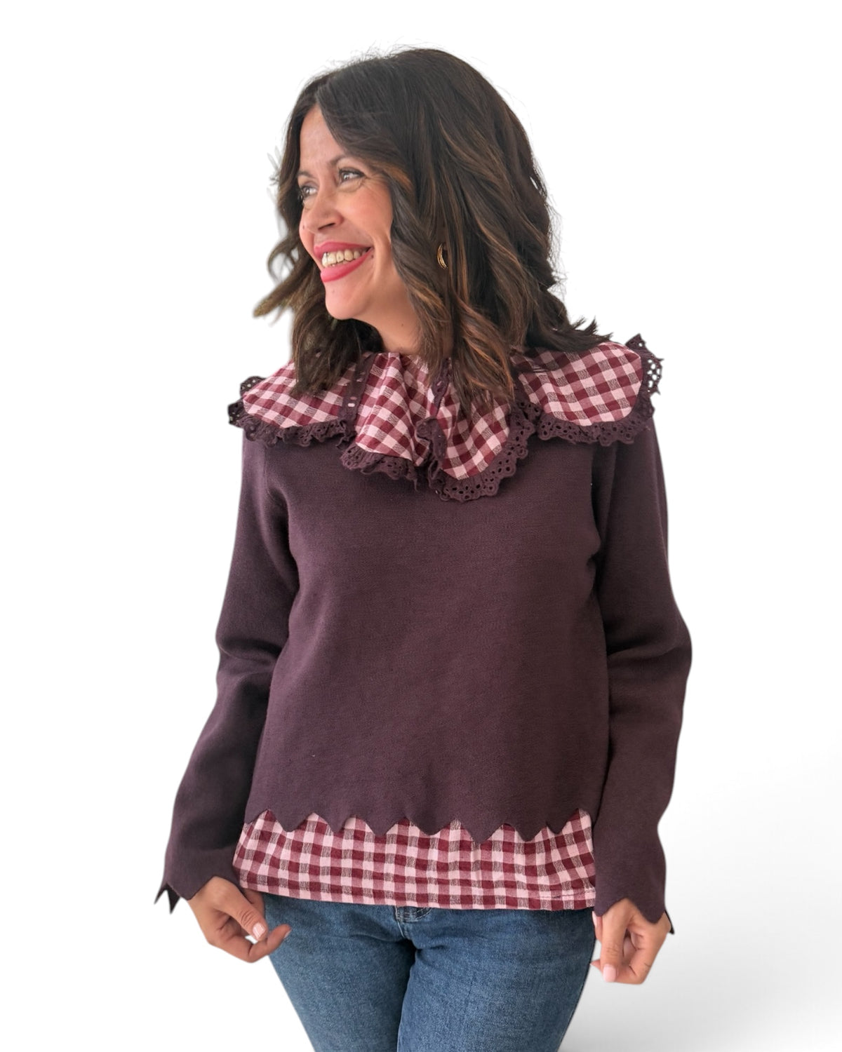 Jersey ondas burdeos