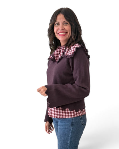 Jersey ondas burdeos