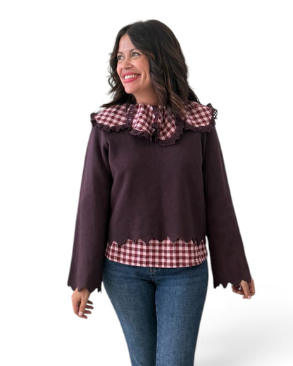 Jersey ondas burdeos