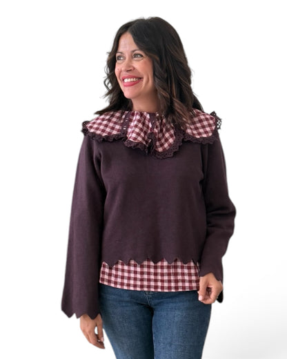 Jersey ondas burdeos