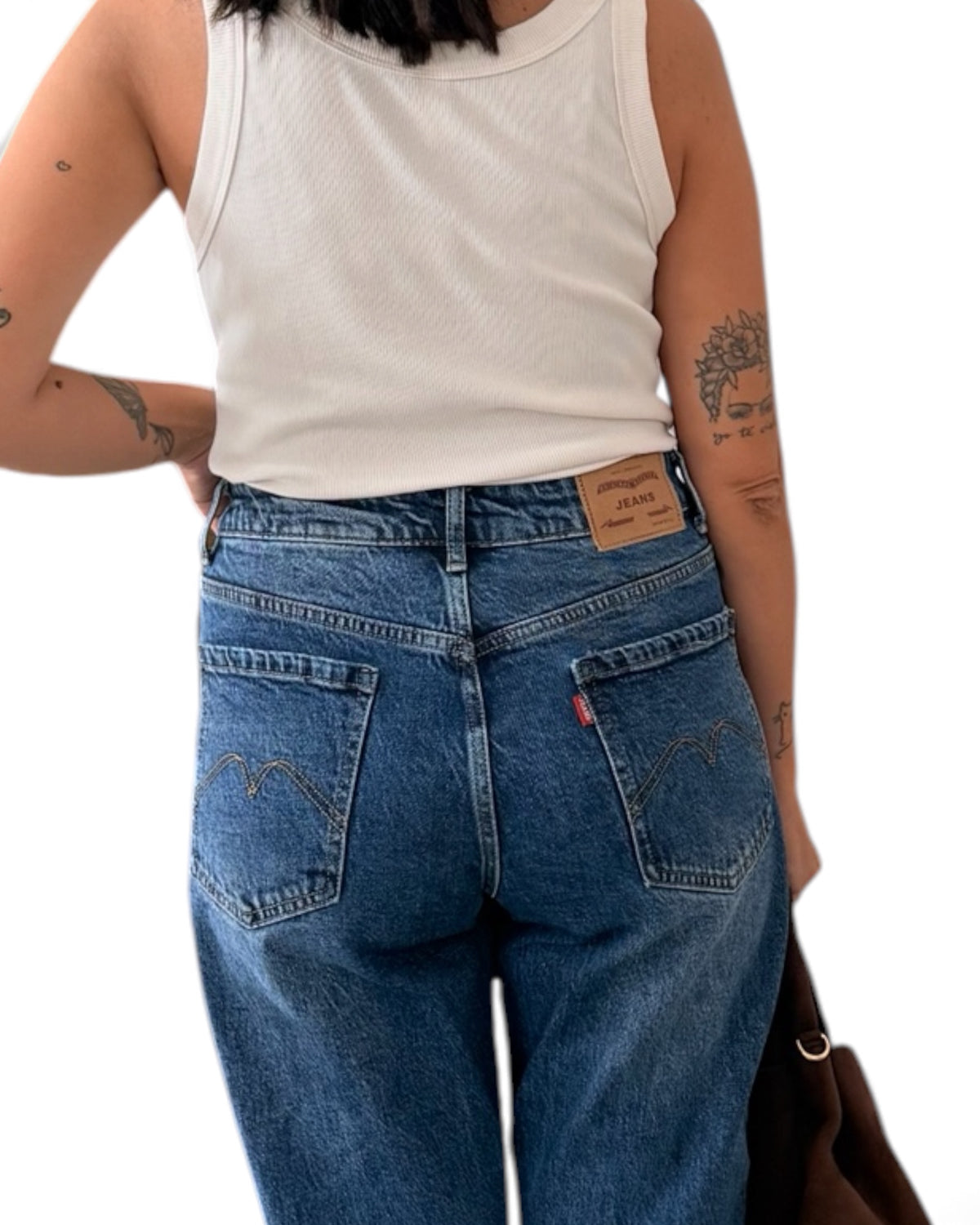 Jeans mom fit jaspeados