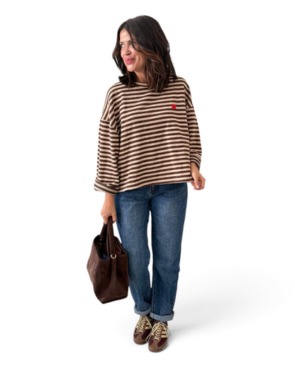Jeans mom fit jaspeados
