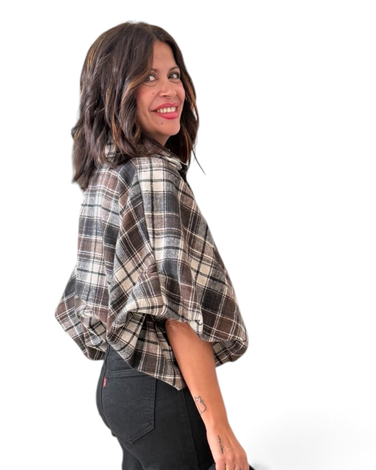 Camisa oversize de cuadros chocolate