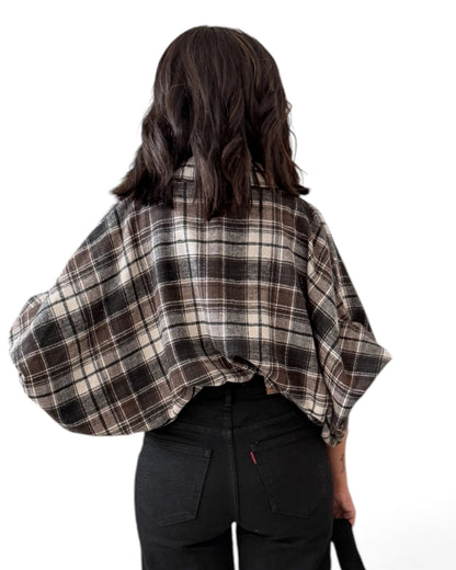 Camisa oversize de cuadros chocolate