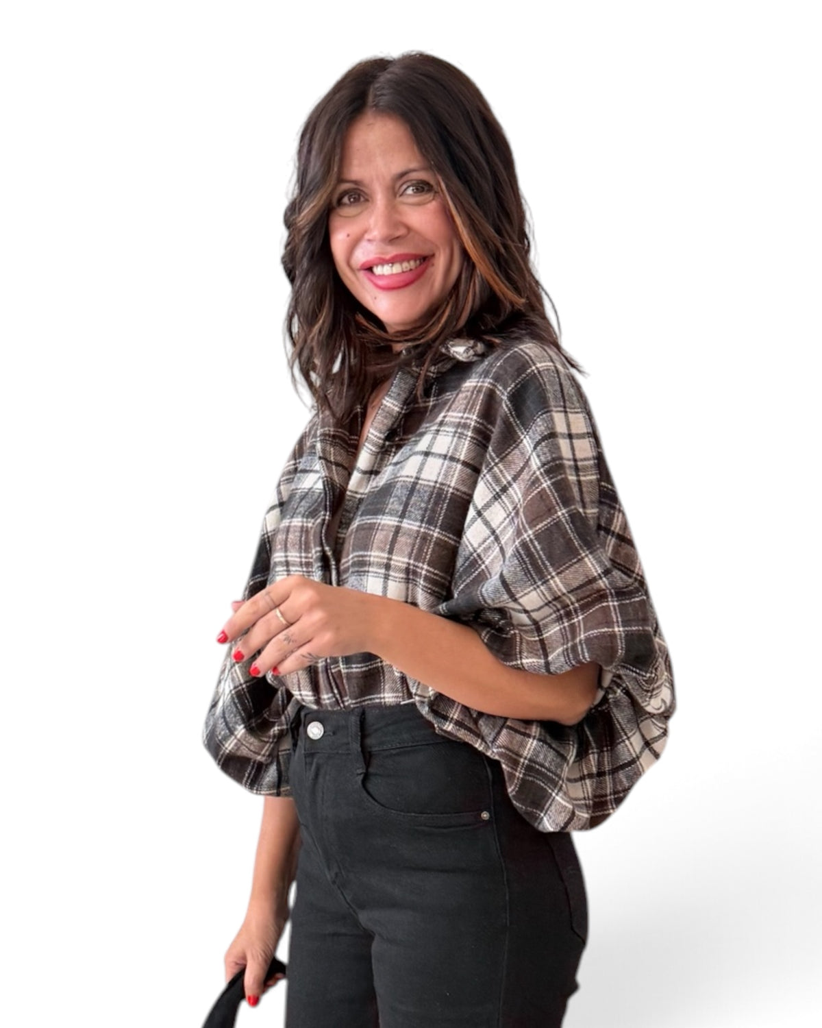 Camisa oversize de cuadros chocolate