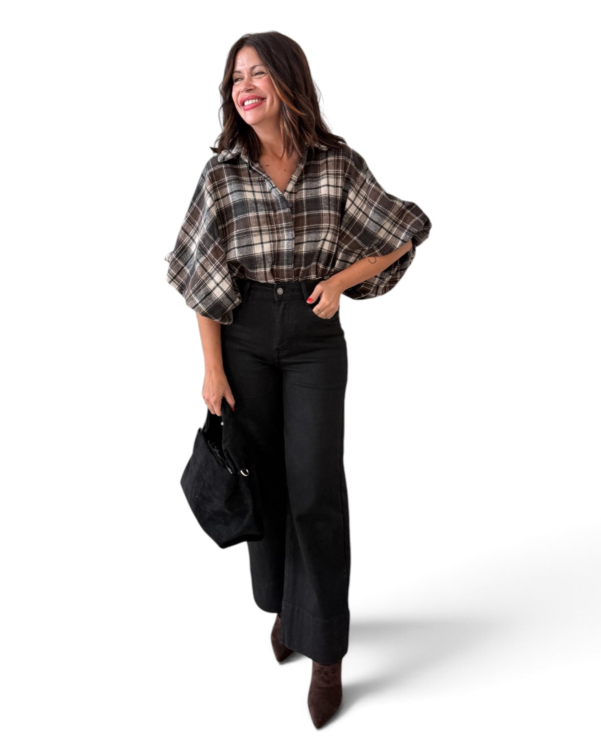 Camisa oversize de cuadros chocolate