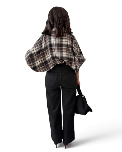 Camisa oversize de cuadros chocolate