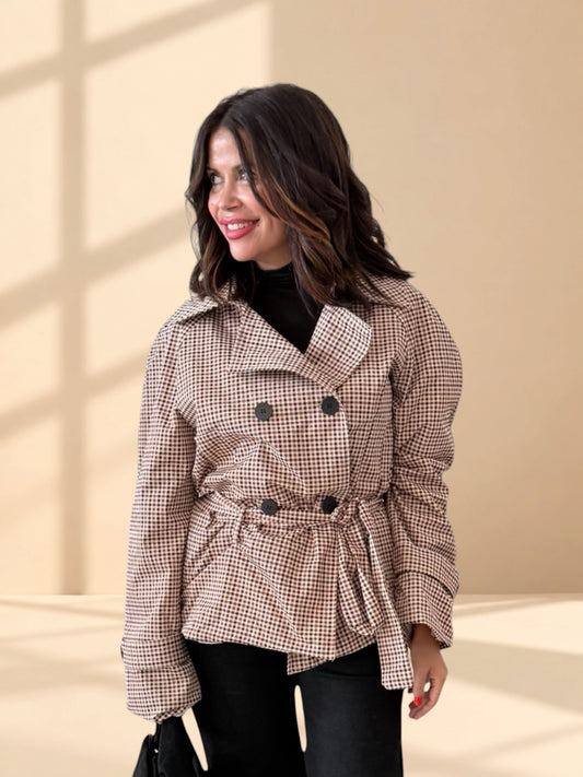 Gabardina cuadros camel