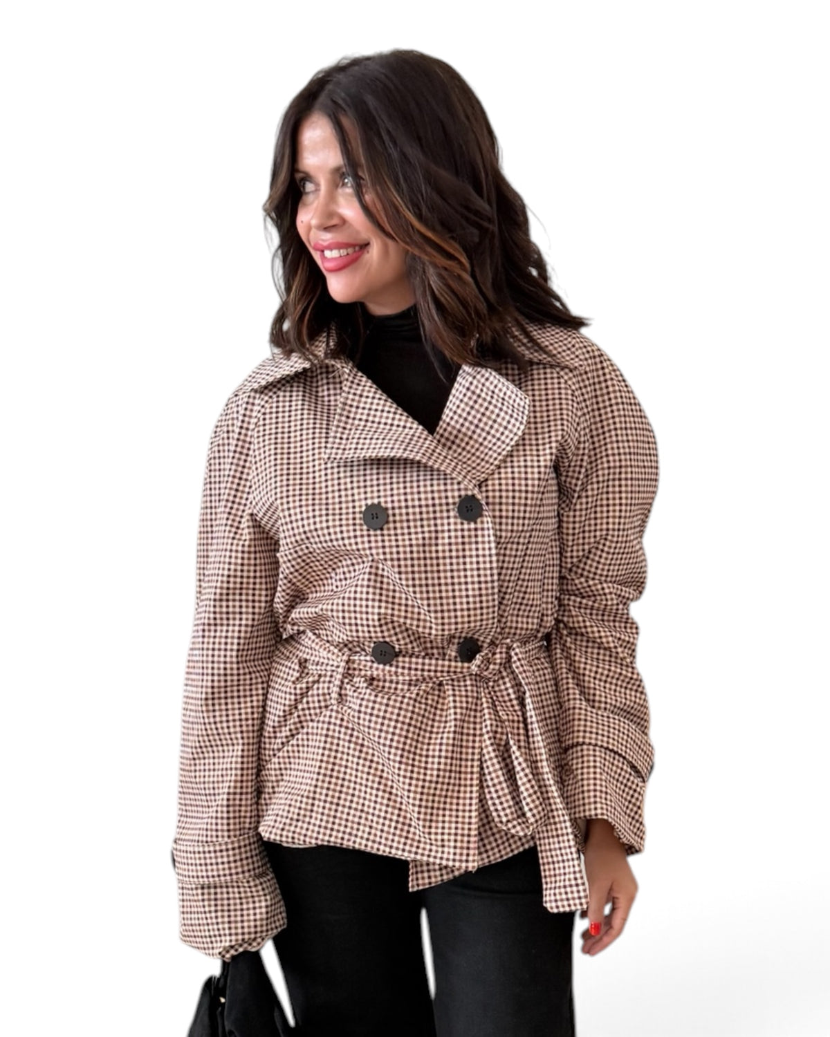 Gabardina cuadros camel