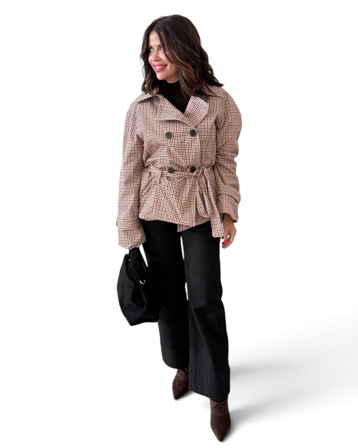 Gabardina cuadros camel