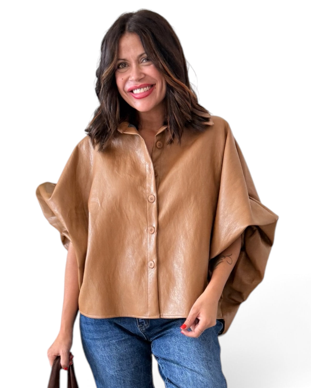 Camisa polipiel camel