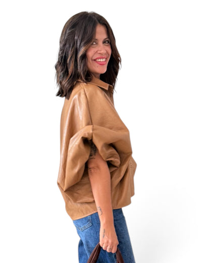 Camisa polipiel camel