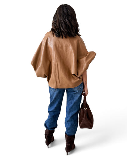 Camisa polipiel camel