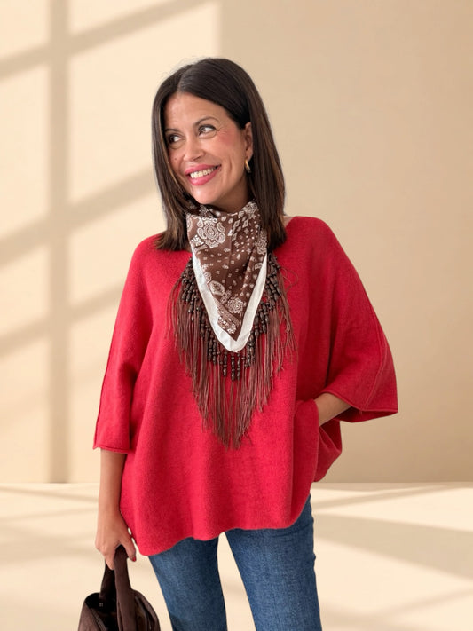 Jersey rojo de punto con corte amplio