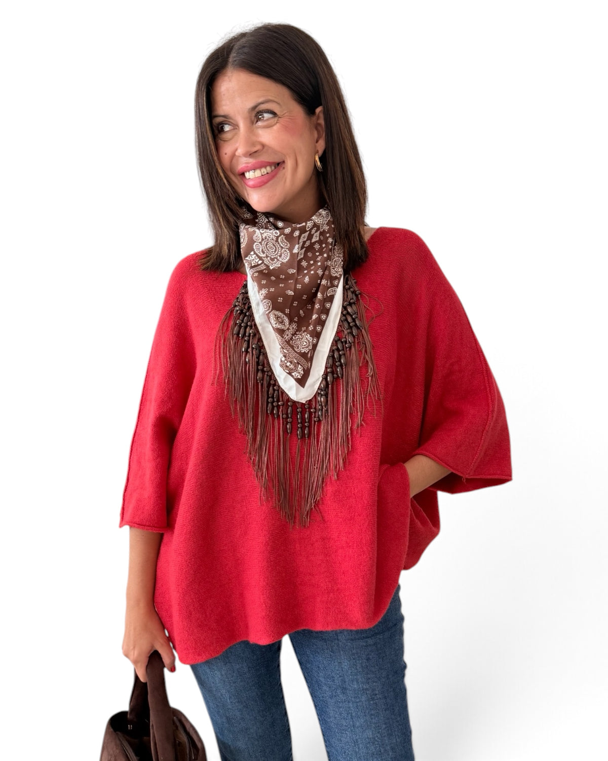 Jersey rojo de punto con corte amplio
