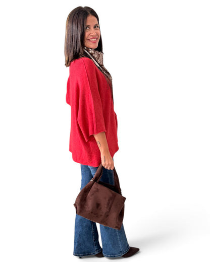 Jersey rojo de punto con corte amplio