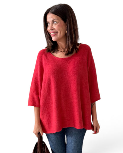 Jersey rojo de punto con corte amplio
