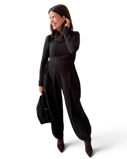 Pantalón balloon negro con pinzas