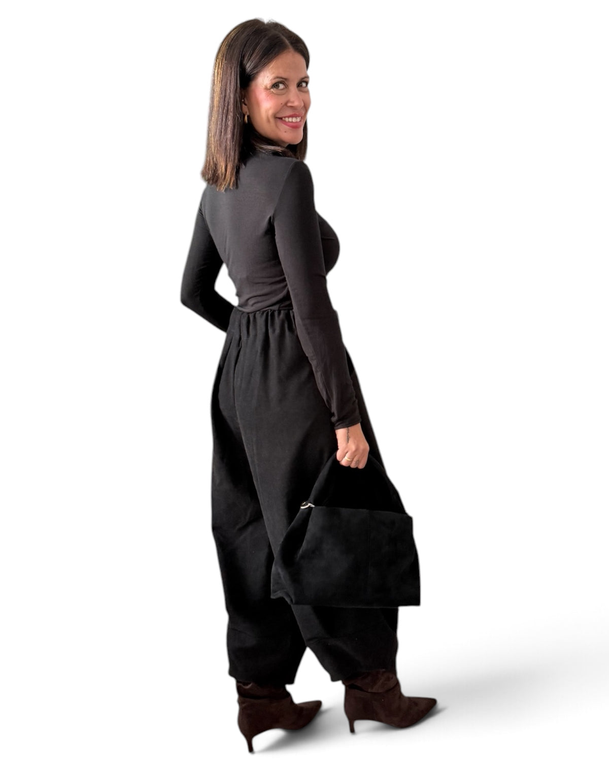 Pantalón balloon negro con pinzas