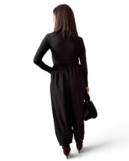 Pantalón balloon negro con pinzas