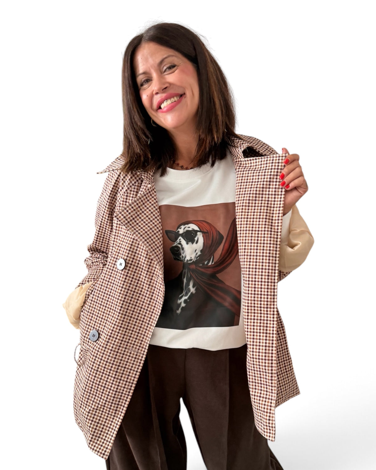Gabardina cuadros camel