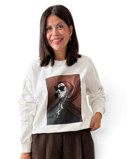 Sudadera cruda Dálmata Chic
