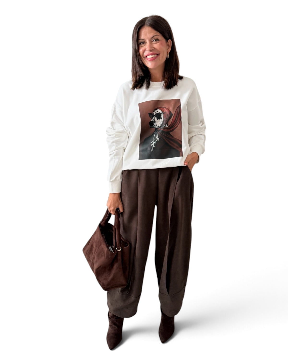 Pantalón balloon chocolate con pinzas