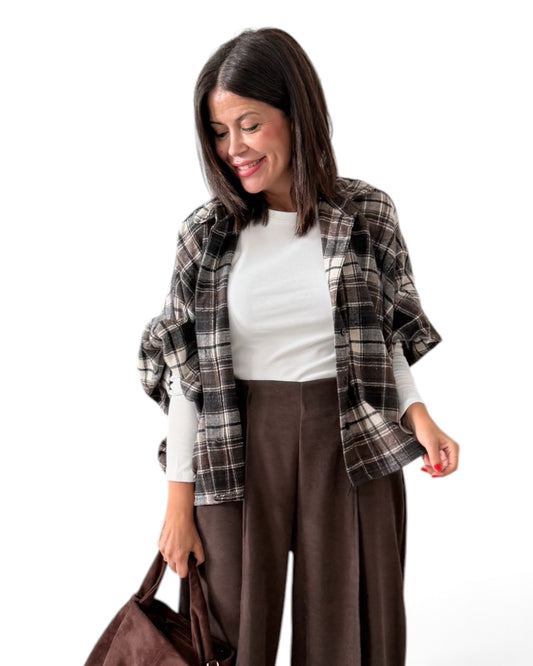 Camisa oversize de cuadros chocolate