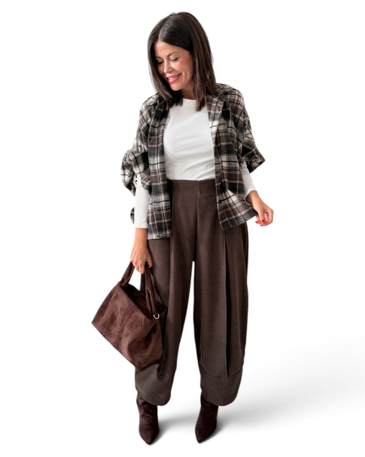 Camisa oversize de cuadros chocolate