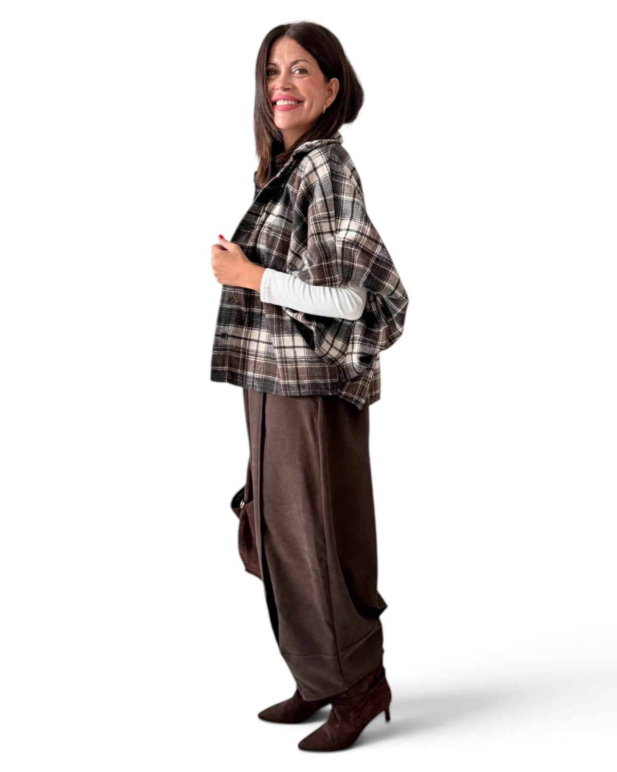 Camisa oversize de cuadros chocolate