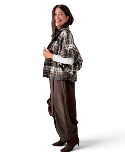 Camisa oversize de cuadros chocolate