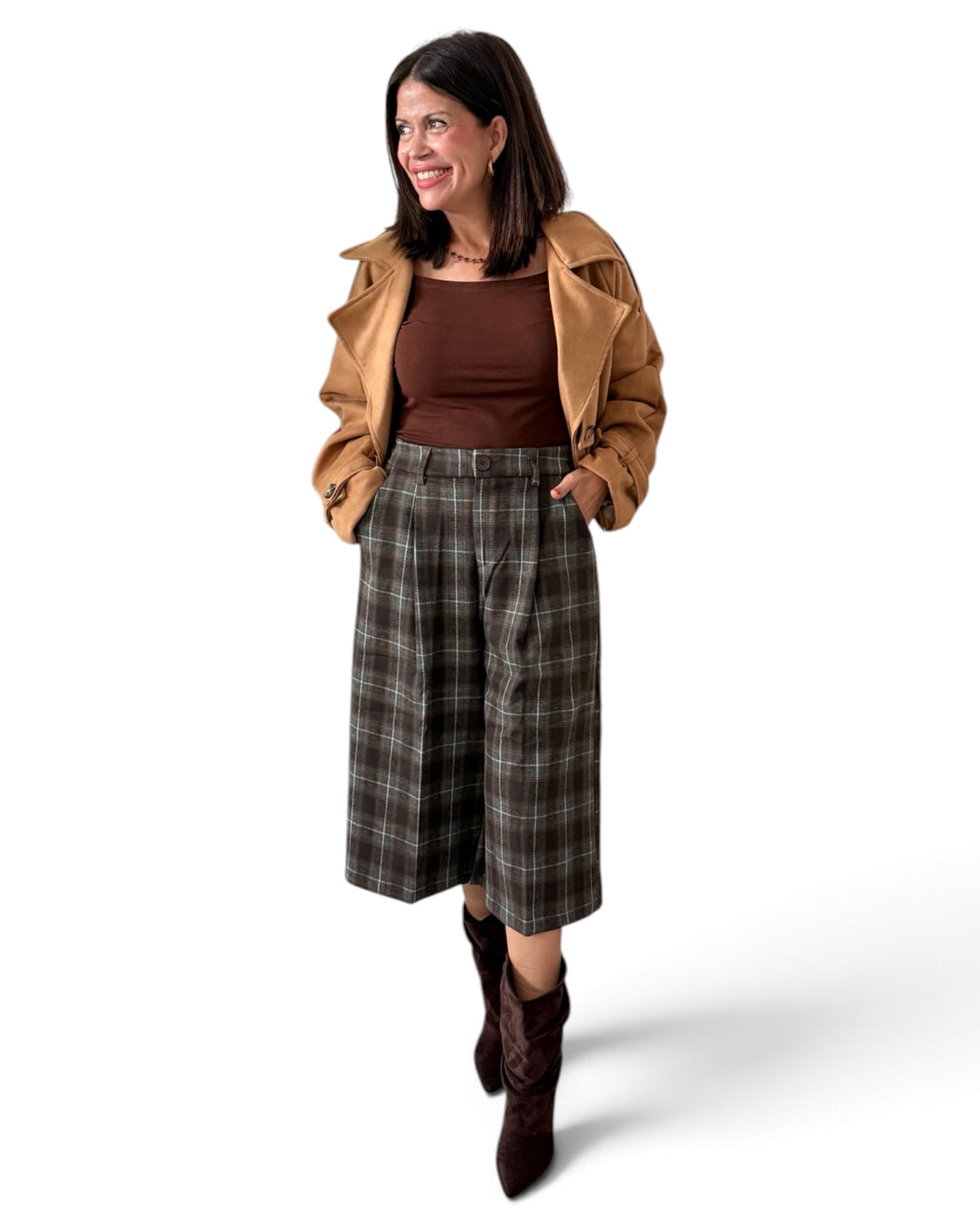 Chaqueta camel antelina