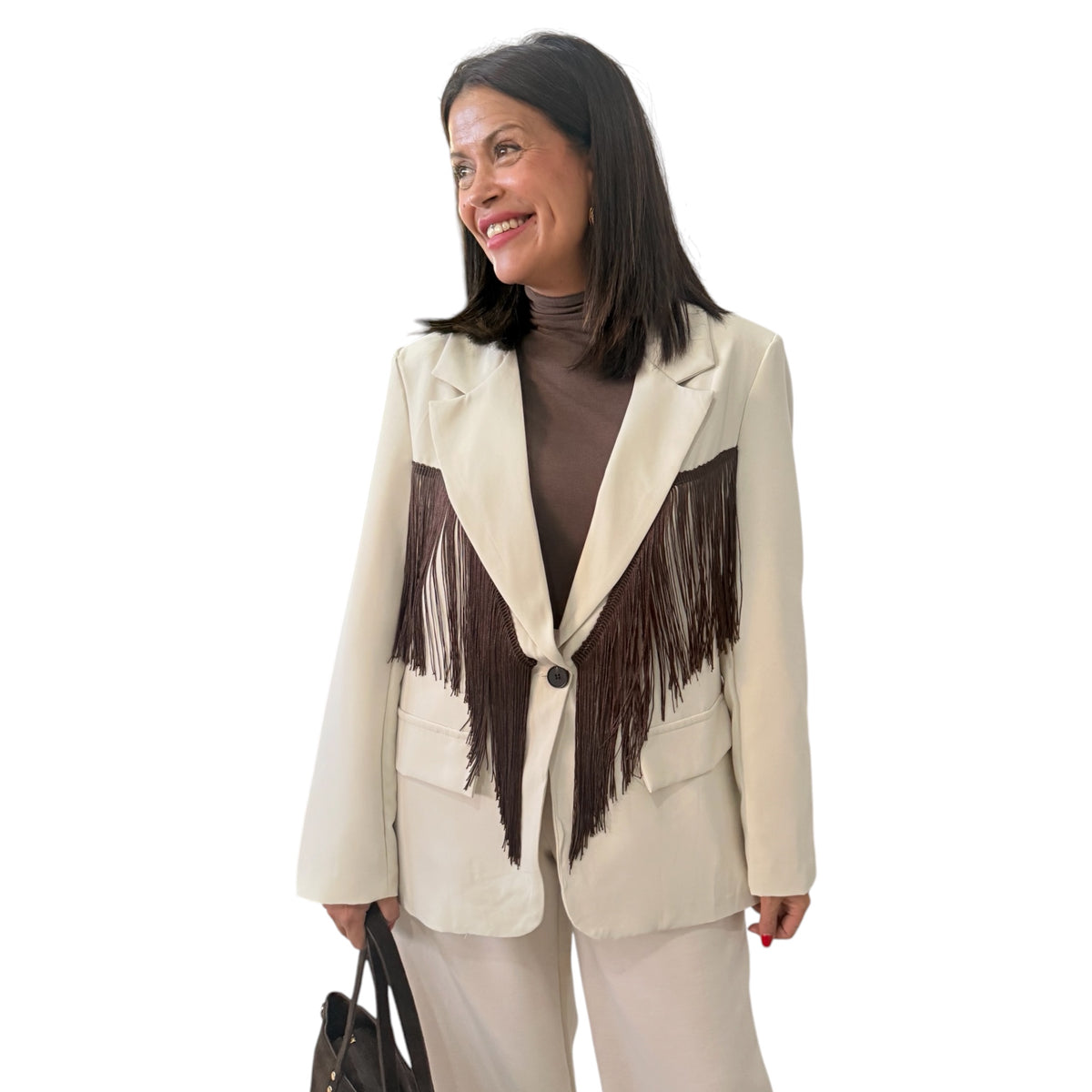 Blazer beige flecos chocolate