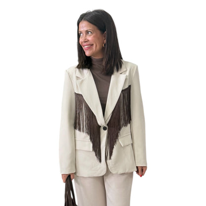 Blazer beige flecos chocolate