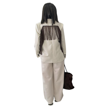 Blazer beige flecos chocolate