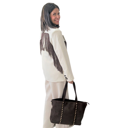 Blazer beige flecos chocolate